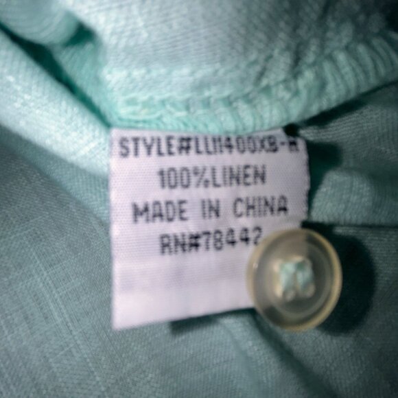Allen Allen Mint Green Linen Sleeveless Top Womens 3X, 56" Chest - Picture 8 of 11